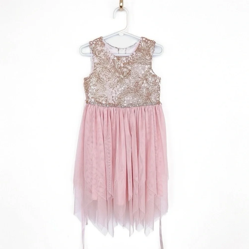 SALE 🛍️ Pink & gold Rare Editions festive formal dress Kids size 5